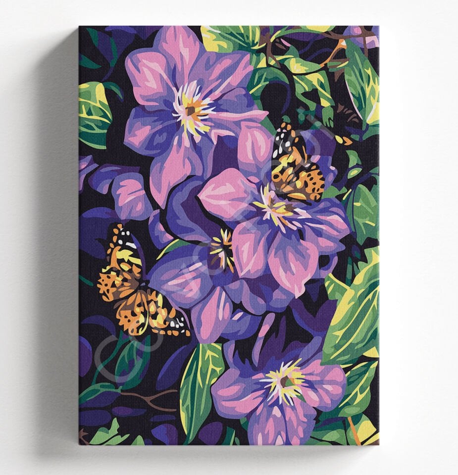 MOR KELEBEKLİ ÇİÇEK - SAYILARLA BOYAMA SETİ