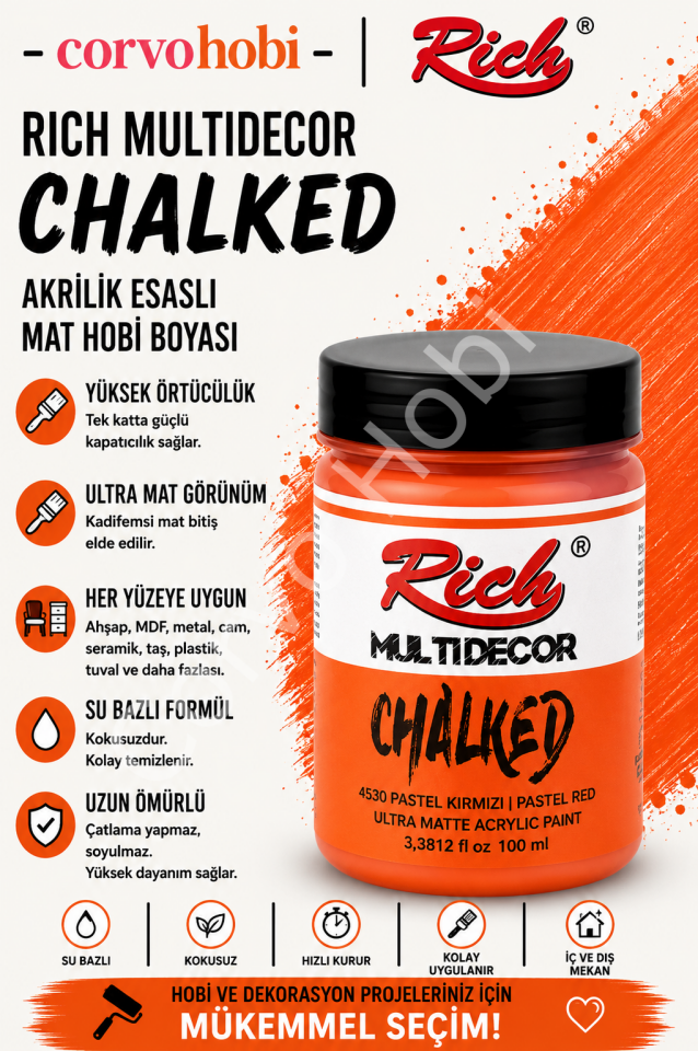 RİCH CHALKED MULTI SURFACE 100 ML PASTEL KIRMIZI