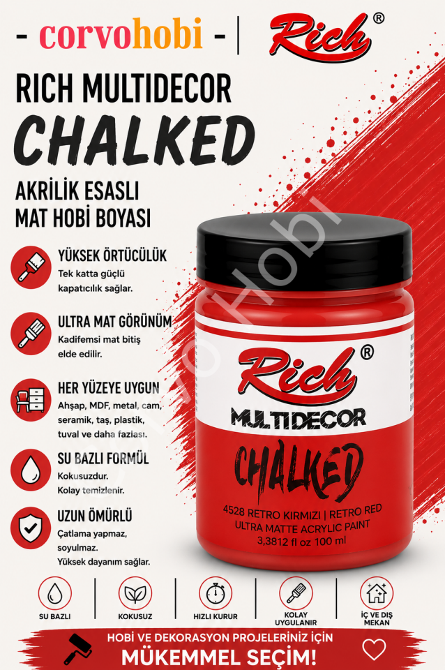 RİCH CHALKED MULTI SURFACE 100 ML RETRO KIRMIZI
