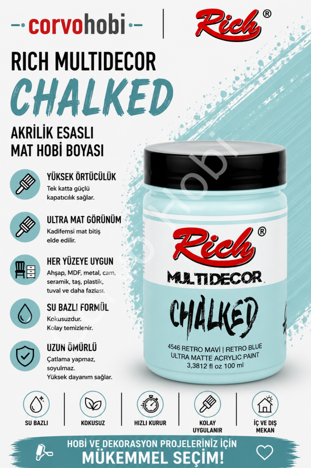 RİCH CHALKED MULTI SURFACE 100 ML RETRO MAVİ