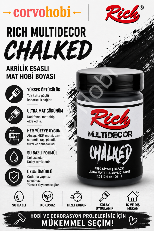 RİCH CHALKED MULTI SURFACE 100 ML SİYAH