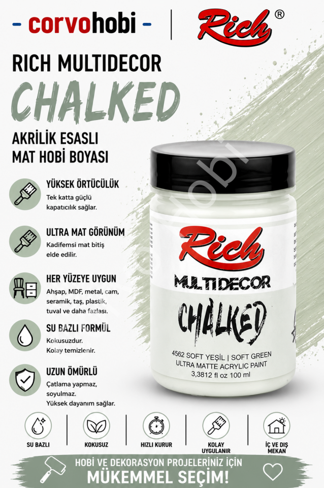 RİCH CHALKED MULTI SURFACE 100 ML SOFT YEŞİL