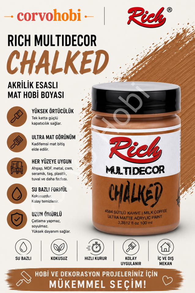RİCH CHALKED MULTI SURFACE 100 ML SÜTLÜ KAHVE