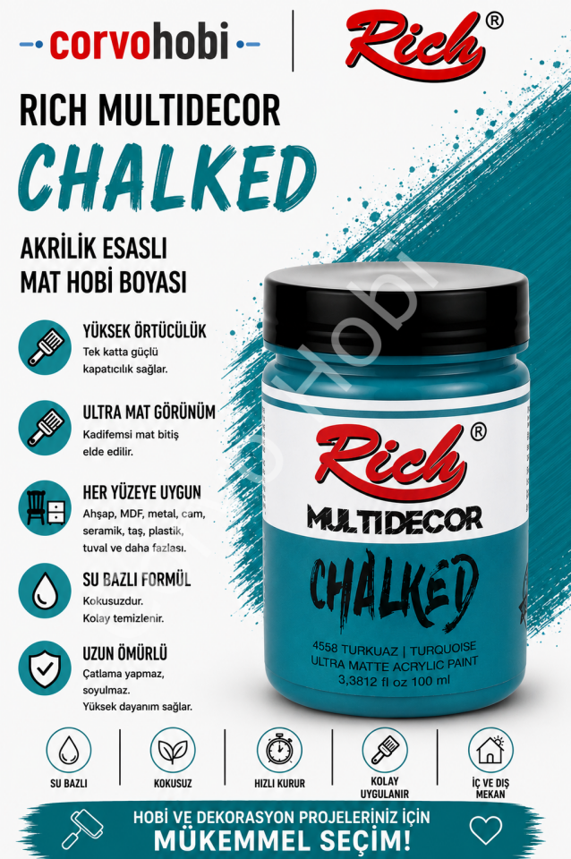 RİCH CHALKED MULTI SURFACE 100 ML TURKUAZ