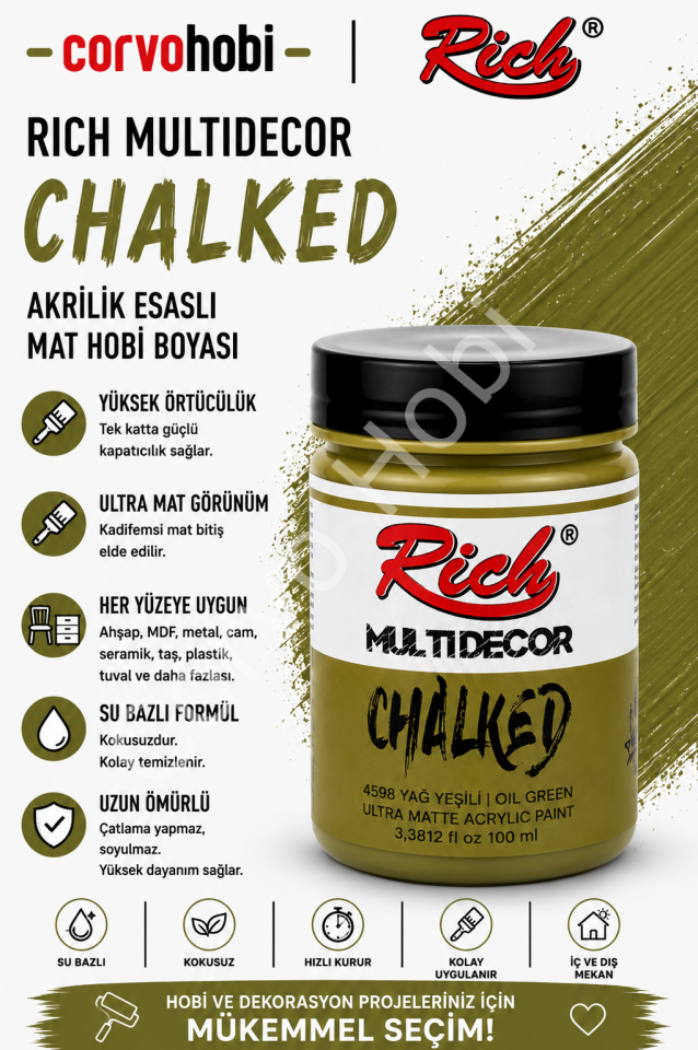 RİCH CHALKED MULTI SURFACE 100 ML YAĞ YEŞİLİ