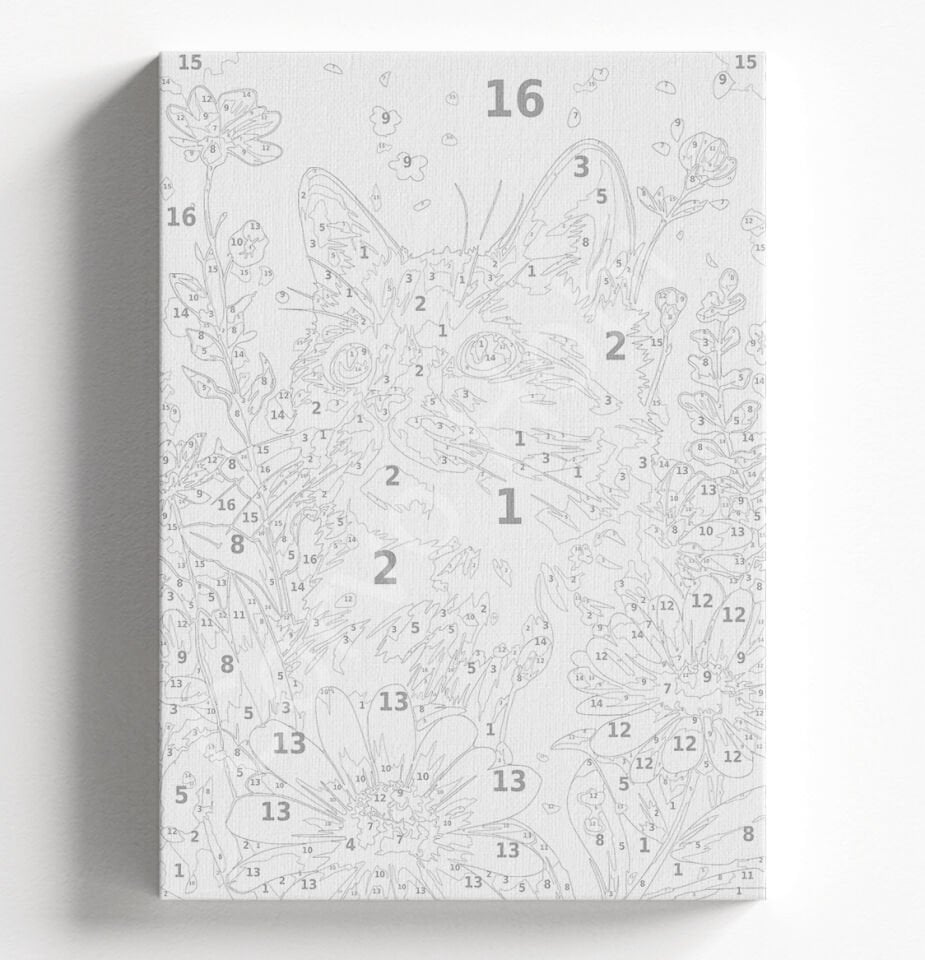 SİYAH KEDİ VE ÇİÇEKLER - SAYILARLA BOYAMA SETİ