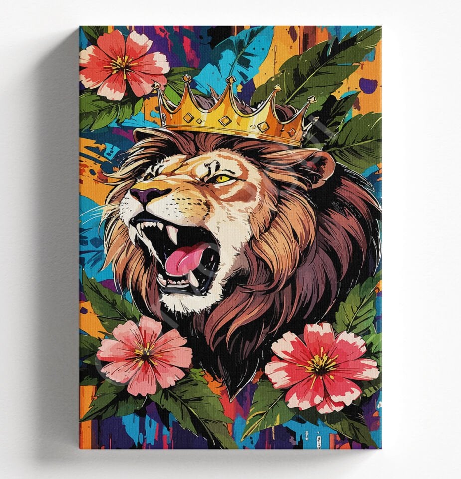 ÇİÇEKLİ ASLAN - SAYILARLA BOYAMA SETİ