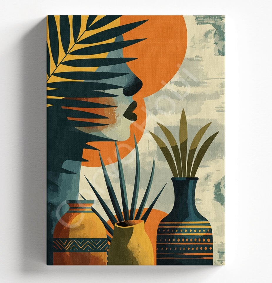 YEŞİL VAZO KADIN - SAYILARLA BOYAMA SETİ