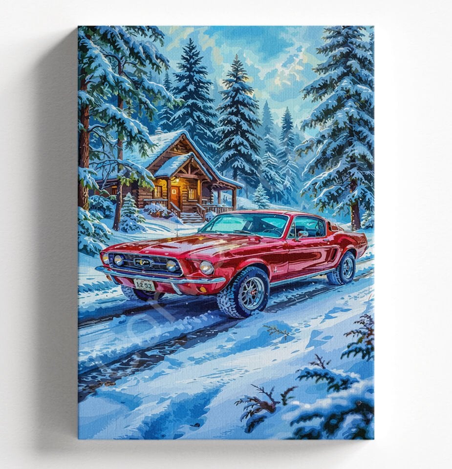 KIRMIZI ARABA KAR - SAYILARLA BOYAMA SETİ