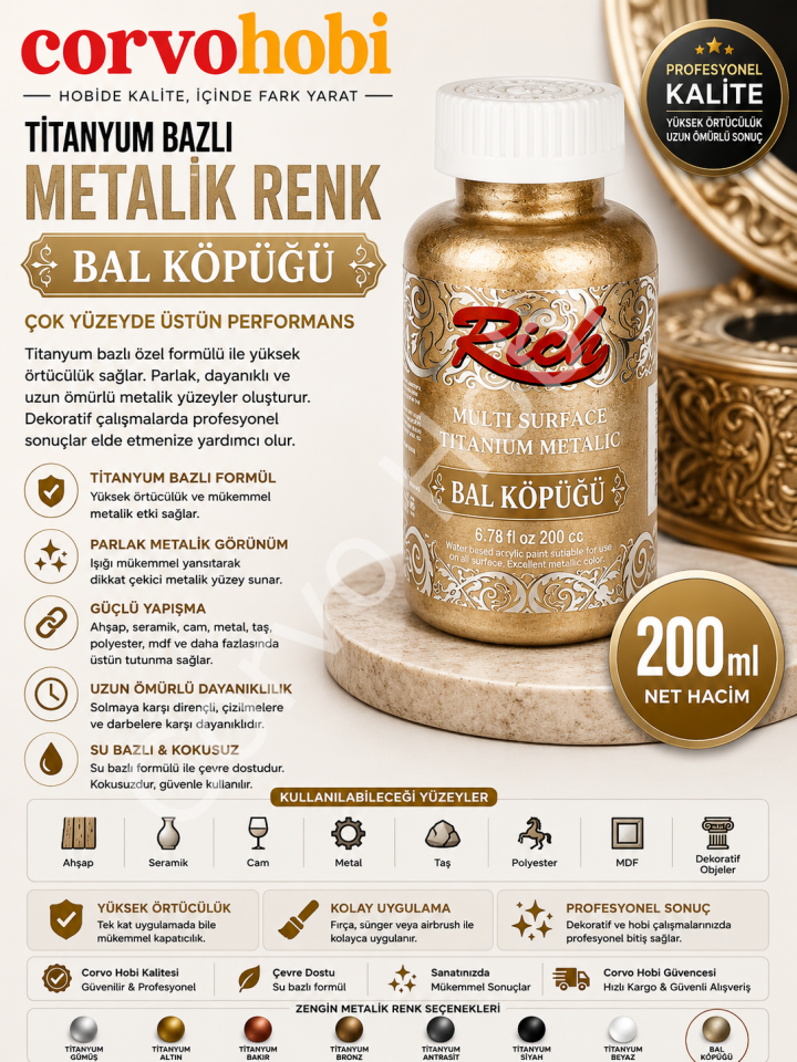 RİCH METALİK 200 CC TİTANYUM BAL KÖPÜĞÜ