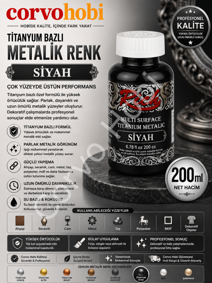 RİCH METALİK 200 CC TİTANYUM SİYAH