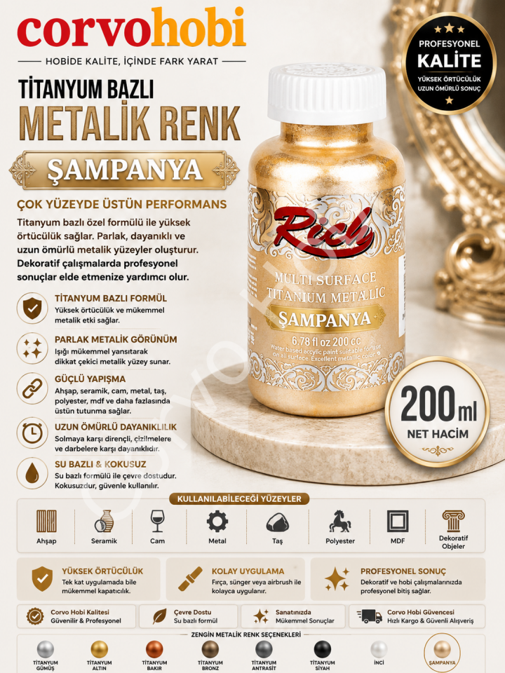 RİCH METALİK 200 CC TİTANYUM ŞAMPANYA