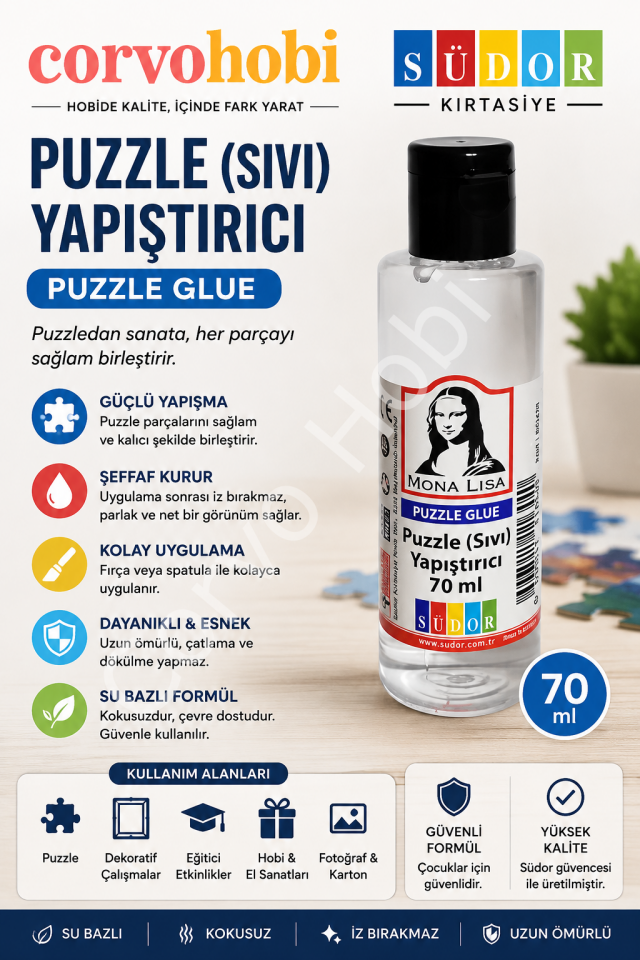 Südor Monalisa Puzzle Sıvı Yapıştırıcı 70 ml Non Toxic