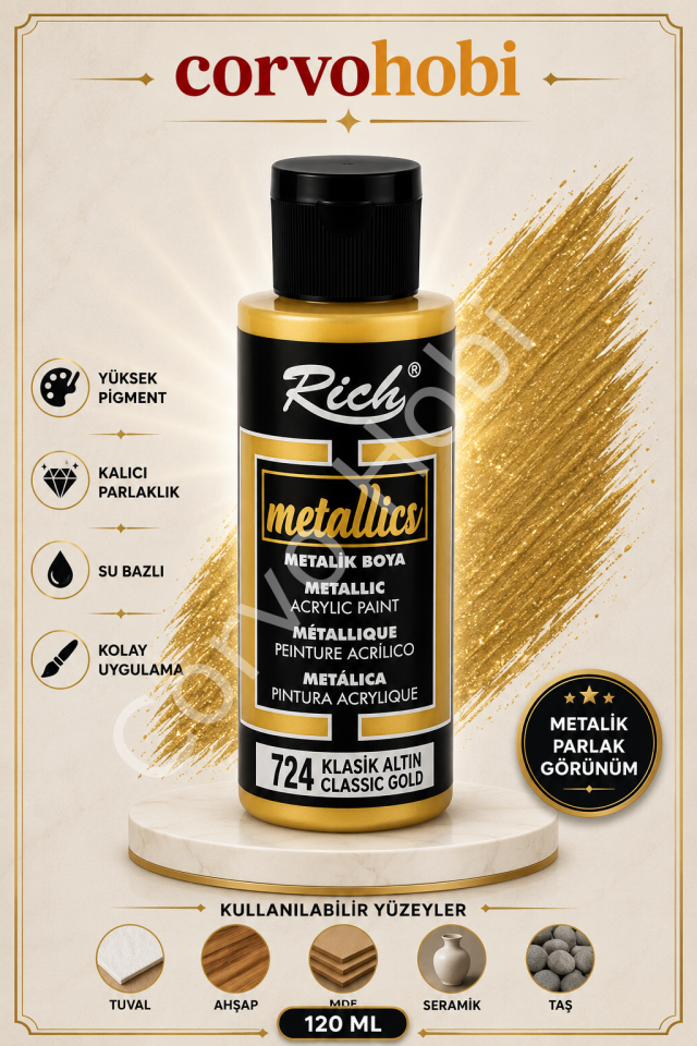 RİCH 120 CC METALİK KLASİK ALTIN