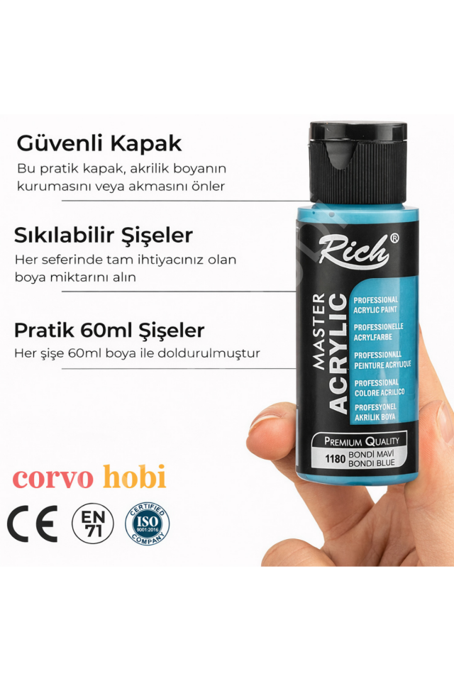 Rich Mastermix Profesyonel Akrilik Boya 60cc 6 Renk