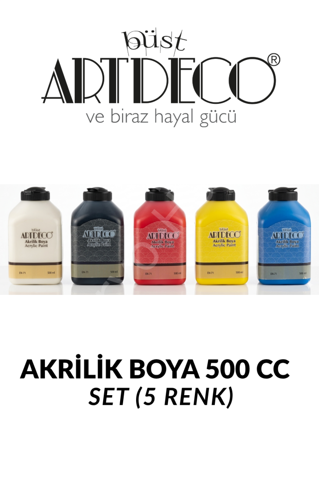Artdeco Akrilik Boya 5x500ml Set - TEMEL RENKLER